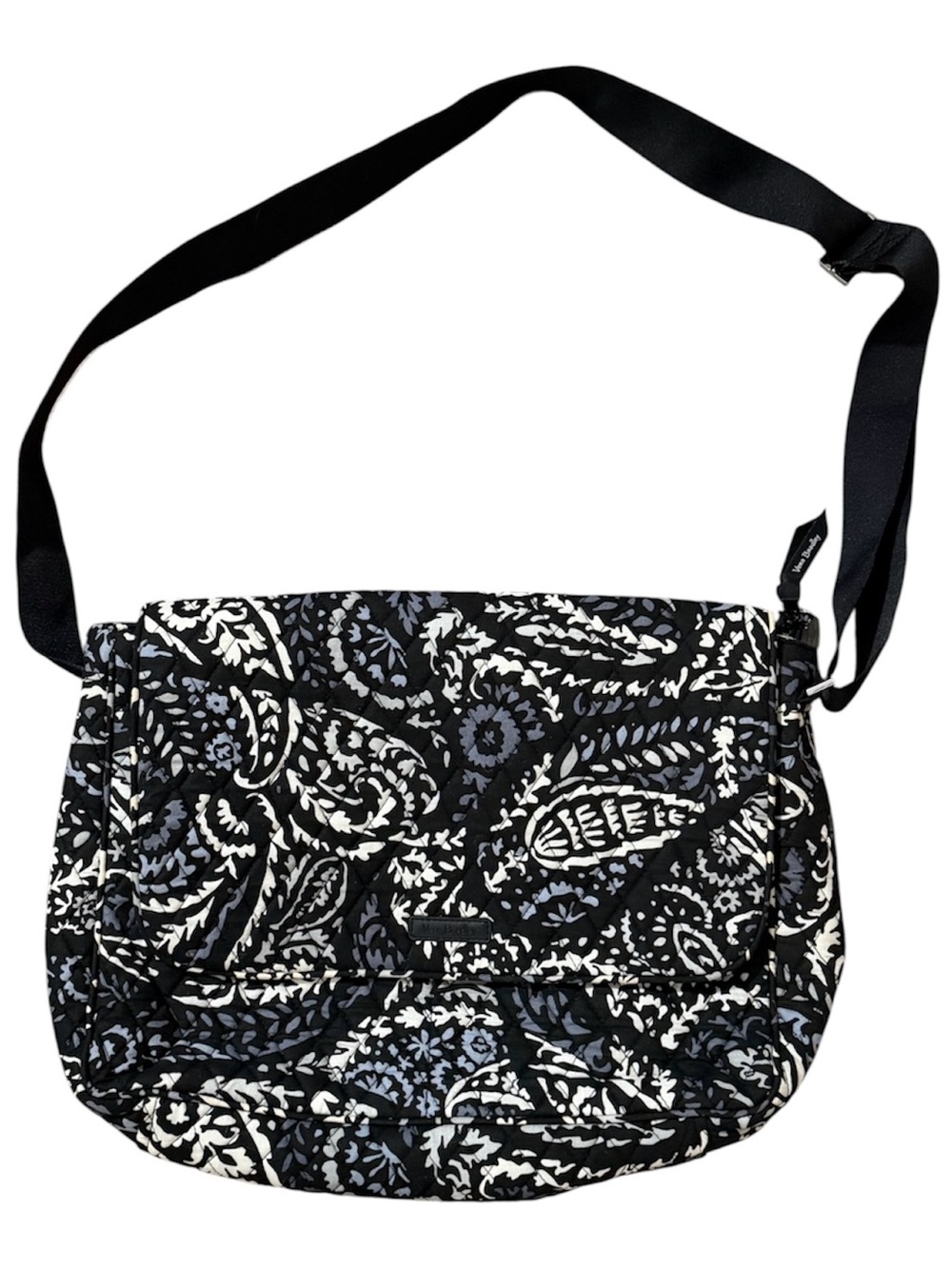 Vera Bradley Black & White Paisley Quilted Crossbody Laptop Bag